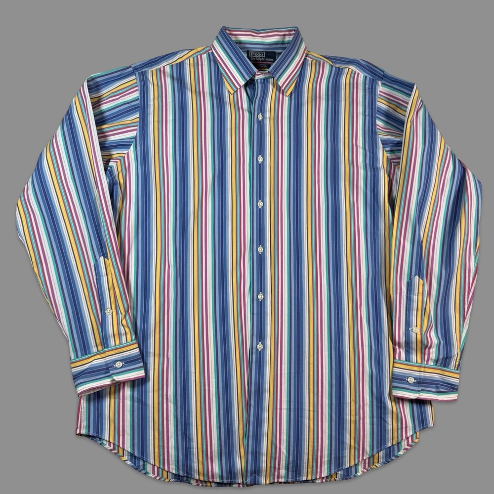 Polo Ralph Lauren Button Down Mens XL Multi Color Stripe Curham Classic Fit